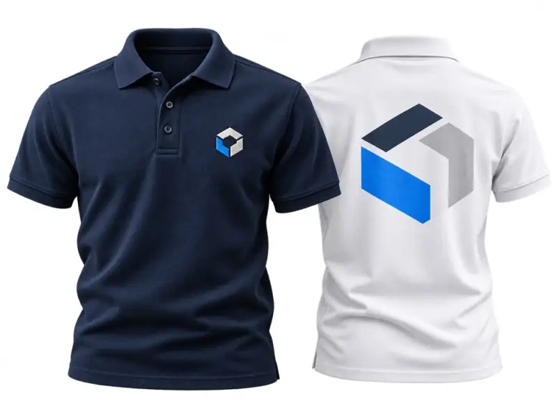 Polo tişörtte göğüs logo nakışı ve sırt logo baskısı