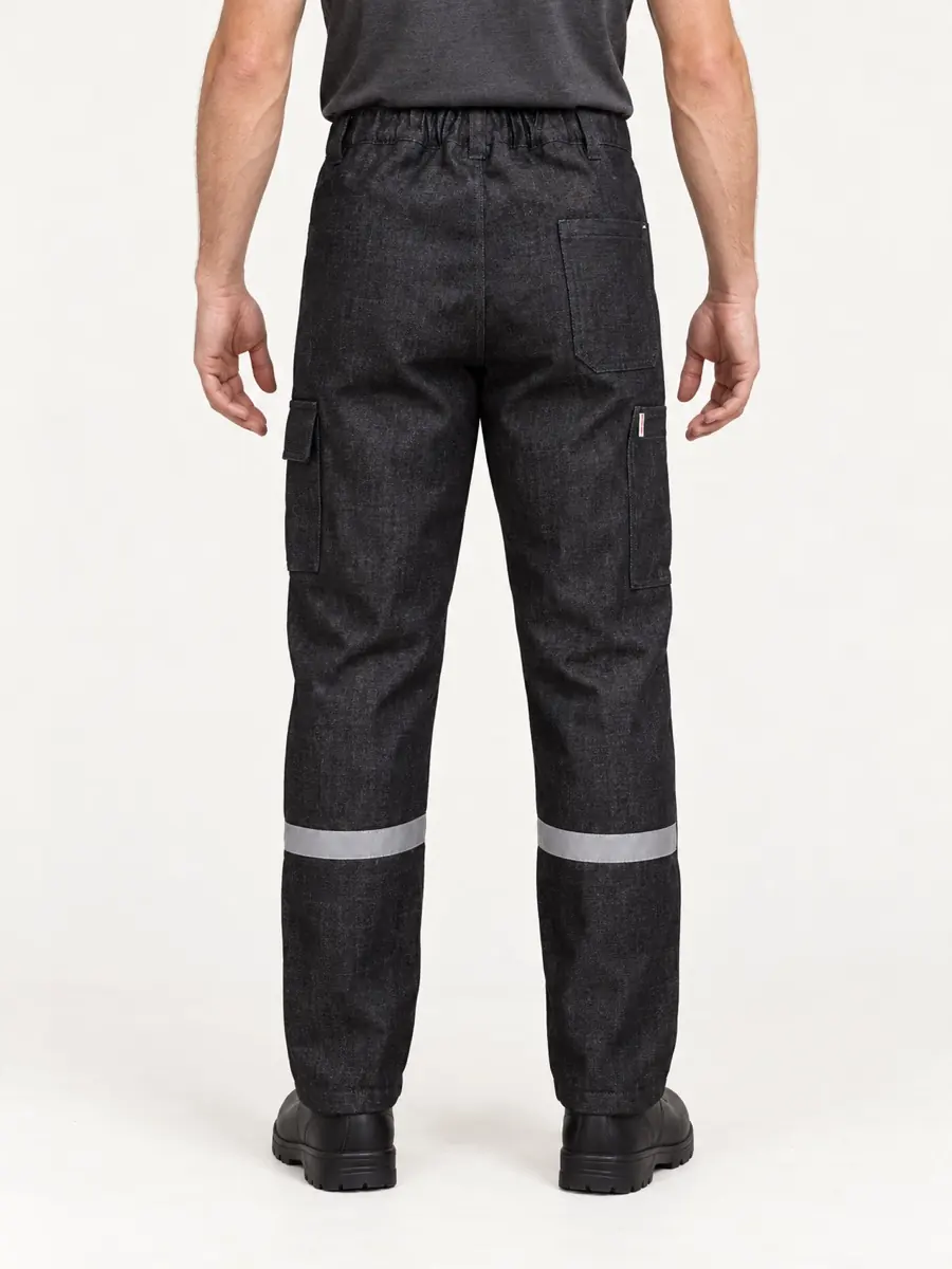 Antrasit Denim Tek Bantlı İş Pantolonu — Arka görünüm