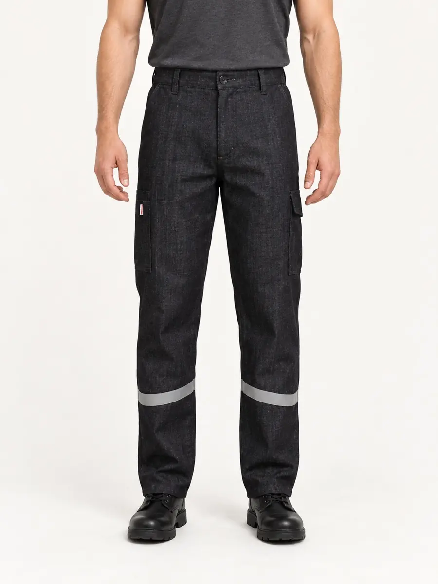 Antrasit Denim Tek Bantlı İş Pantolonu — Ön görünüm