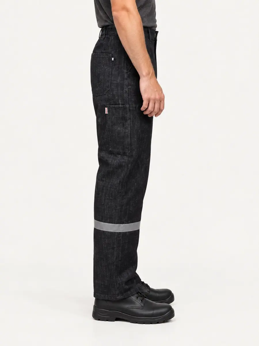 Antrasit Denim Tek Bantlı İş Pantolonu — Yan görünüm