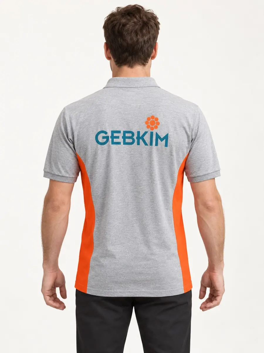 Gri-Turuncu Panelli Polo Tişört — Arka görünüm