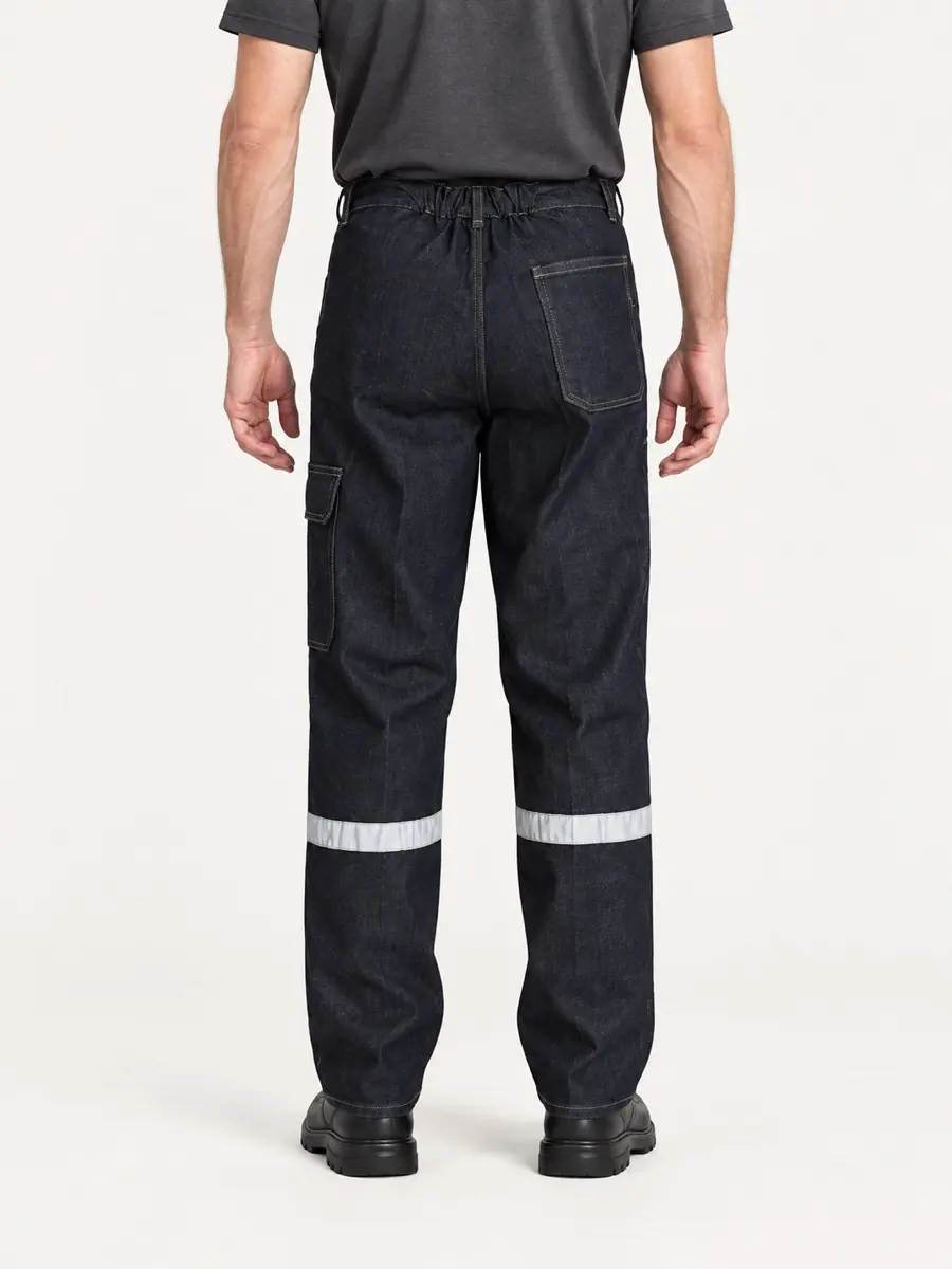 Koyu Denim Tek Bantlı İş Pantolonu — Arka görünüm