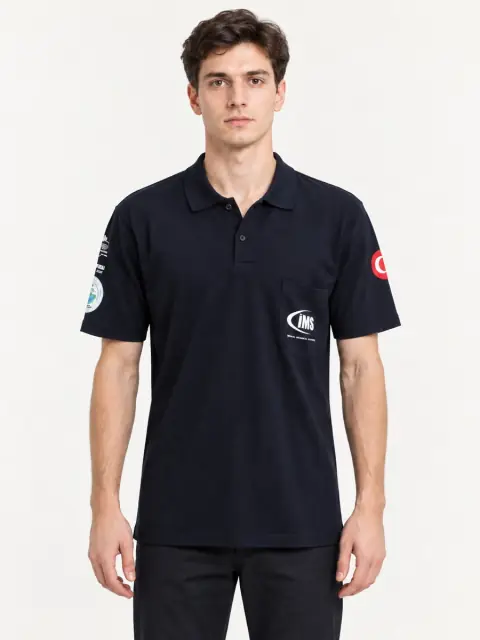 Navy Polo Shirt with Sleeve Badges