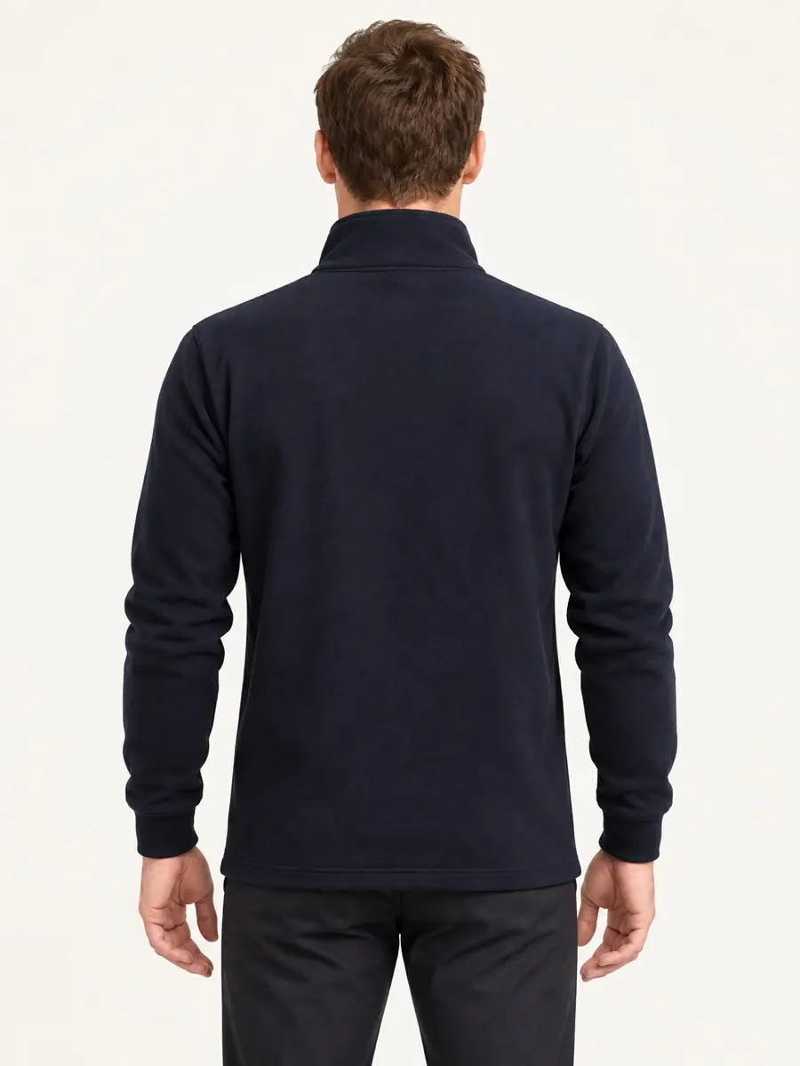 Lacivert Yarım Fermuarlı Sweatshirt — Arka görünüm