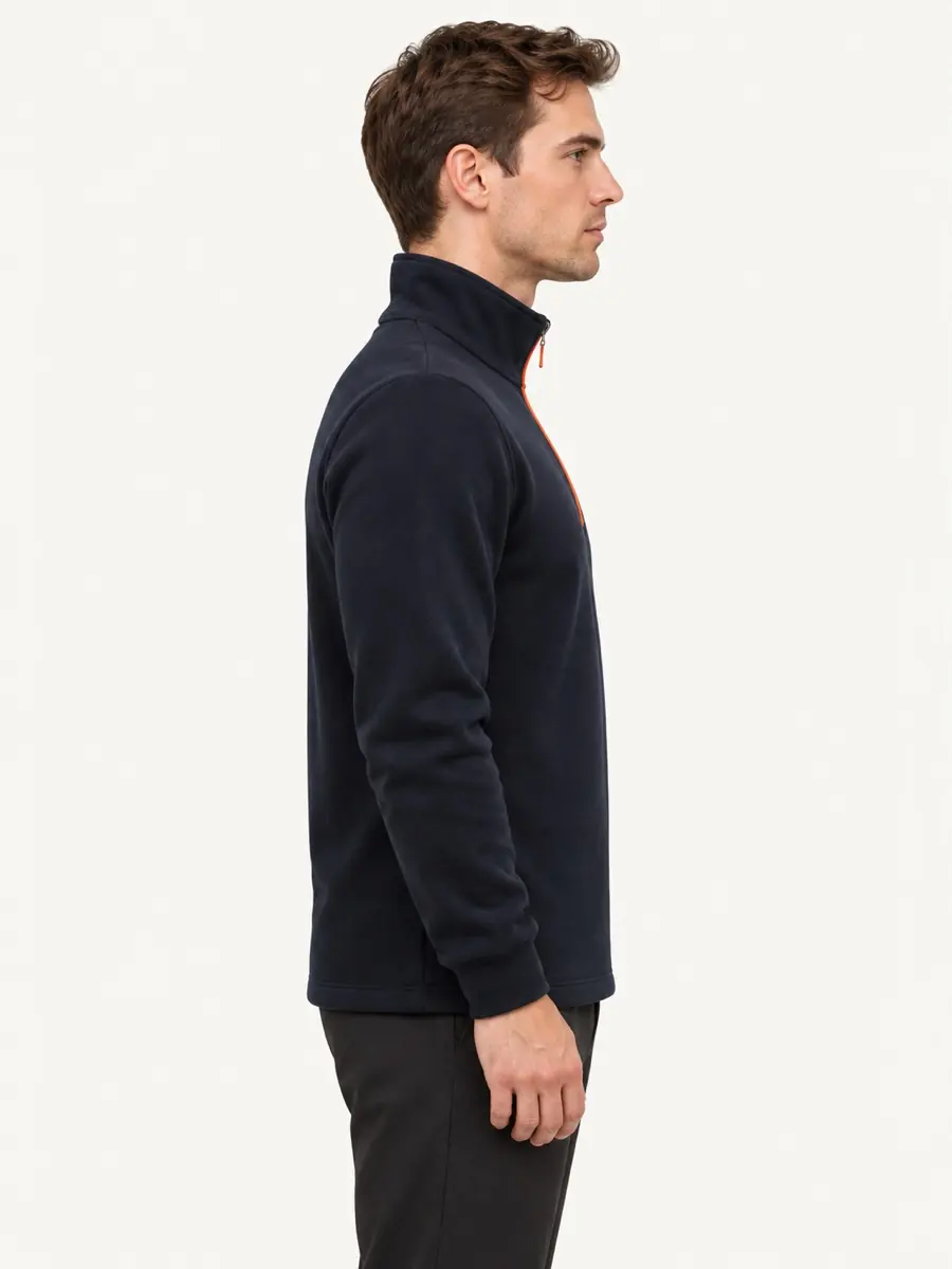 Lacivert Yarım Fermuarlı Sweatshirt — Yan görünüm
