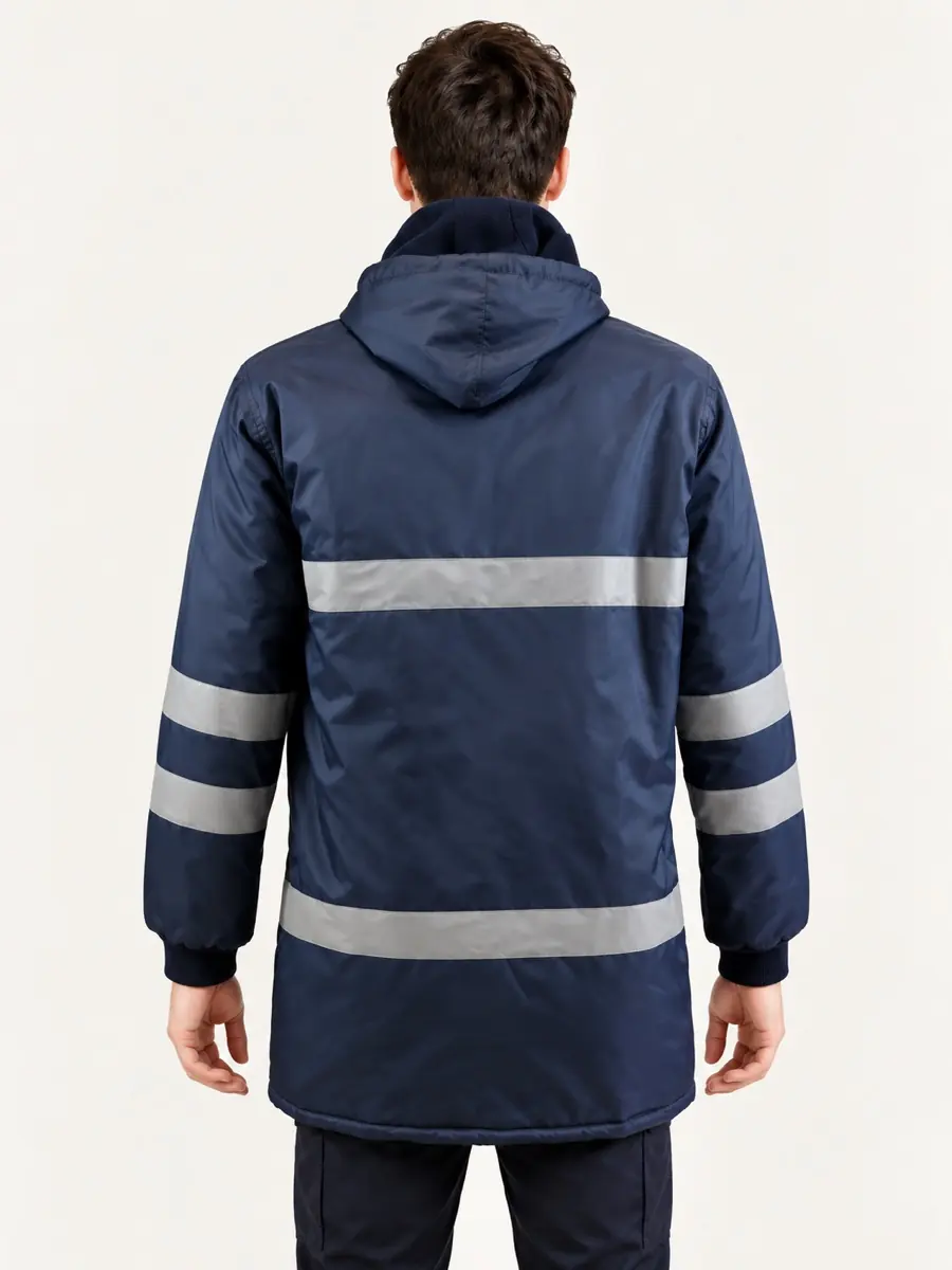 Lacivert Reflektif Kışlık Parka — Arka görünüm