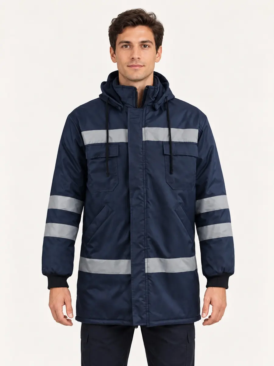 Lacivert Reflektif Kışlık Parka — Ön görünüm
