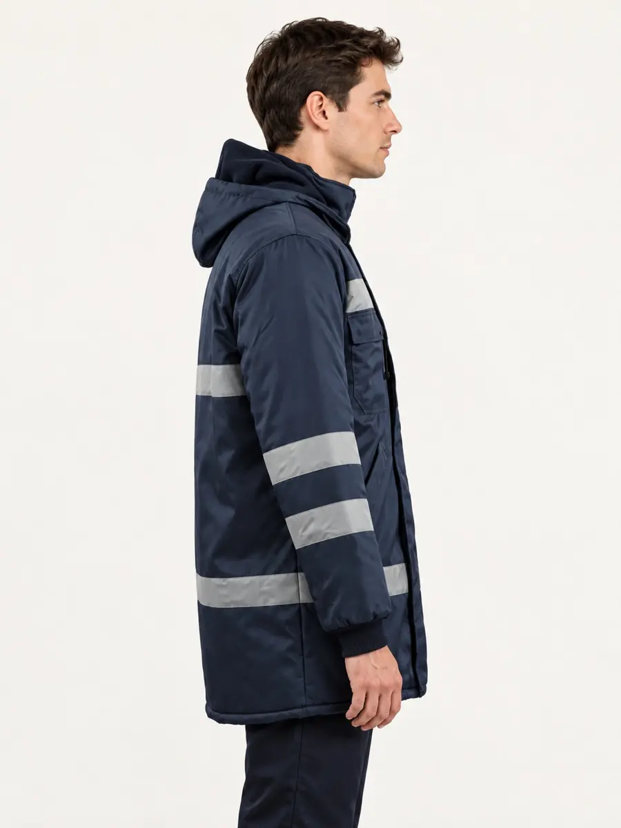 Lacivert Reflektif Kışlık Parka — Yan görünüm