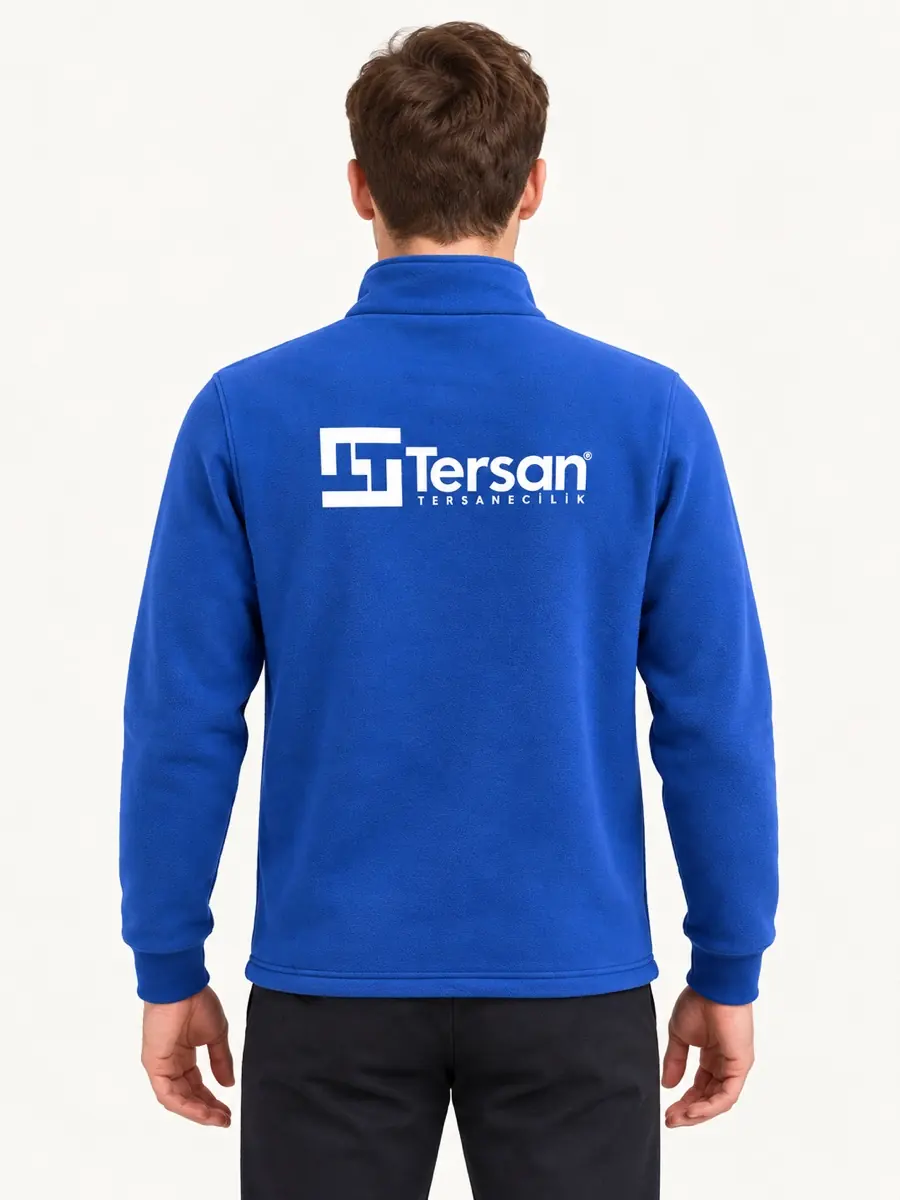 Saks Mavi Yarım Fermuarlı Sweatshirt — Arka görünüm