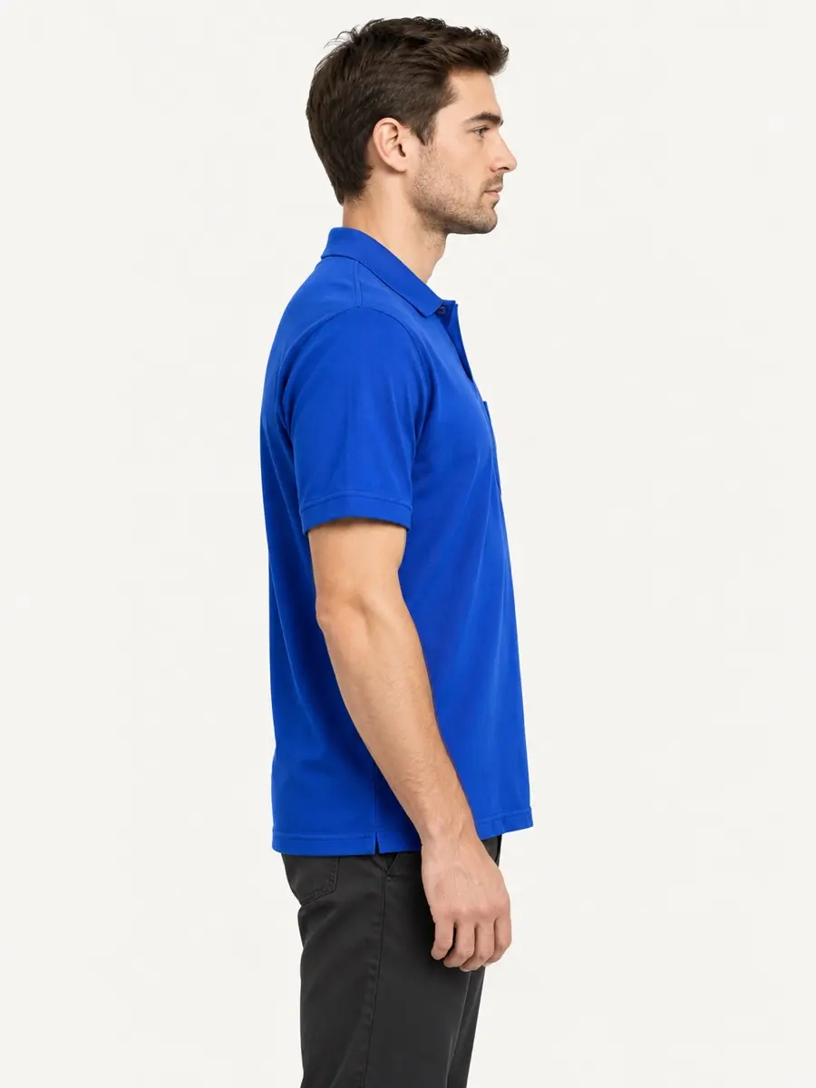 Saks Mavi Cepli Polo Tişört — Yan görünüm