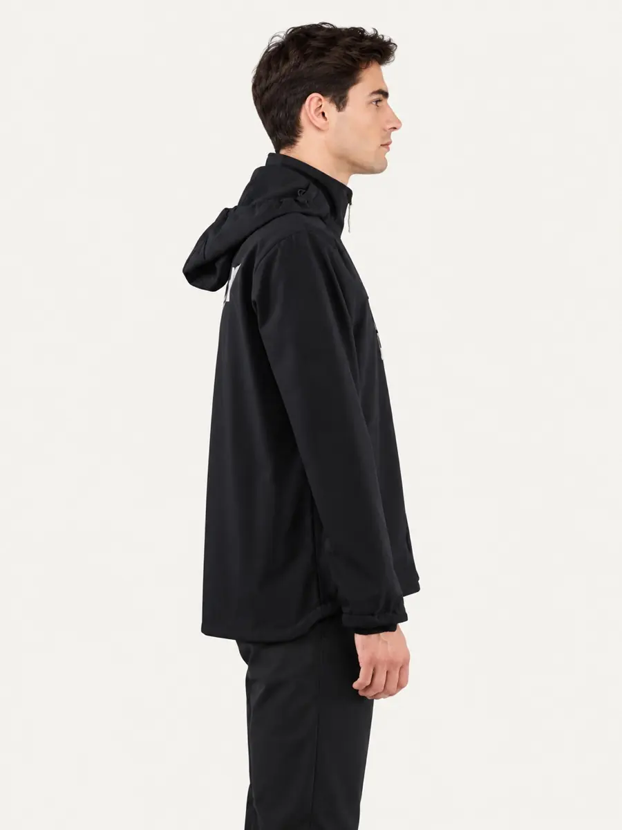 Siyah Kapüşonlu Softshell Mont — Yan görünüm