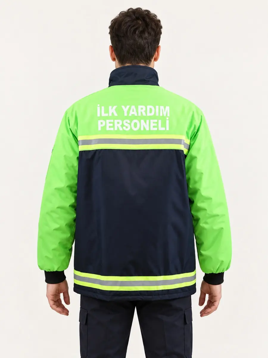 Yeşil-Lacivert Reflektif Mont — Arka görünüm